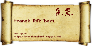 Hranek Róbert névjegykártya